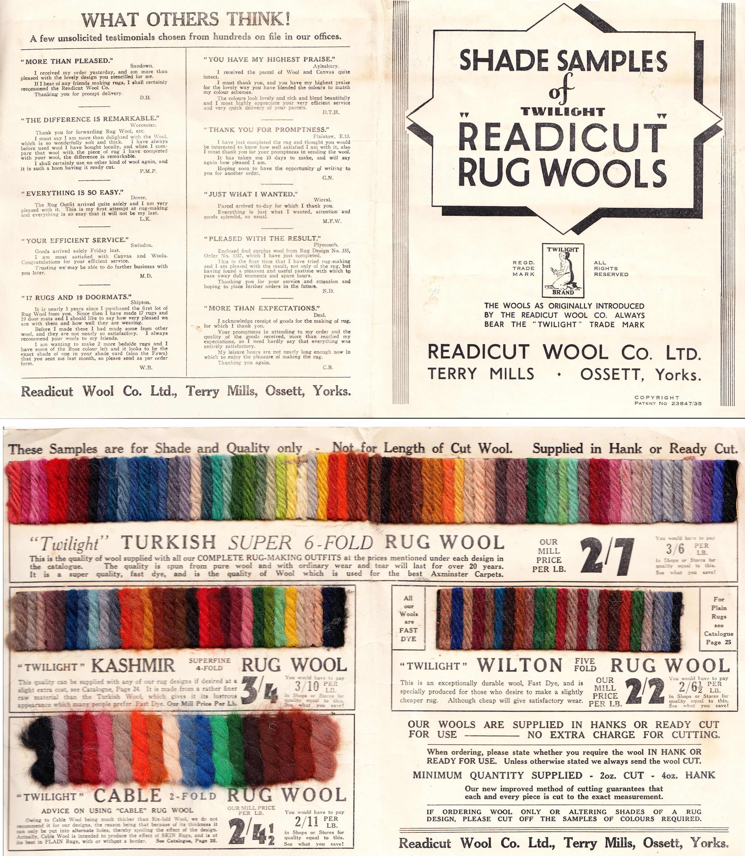 readicut wool samples twilight